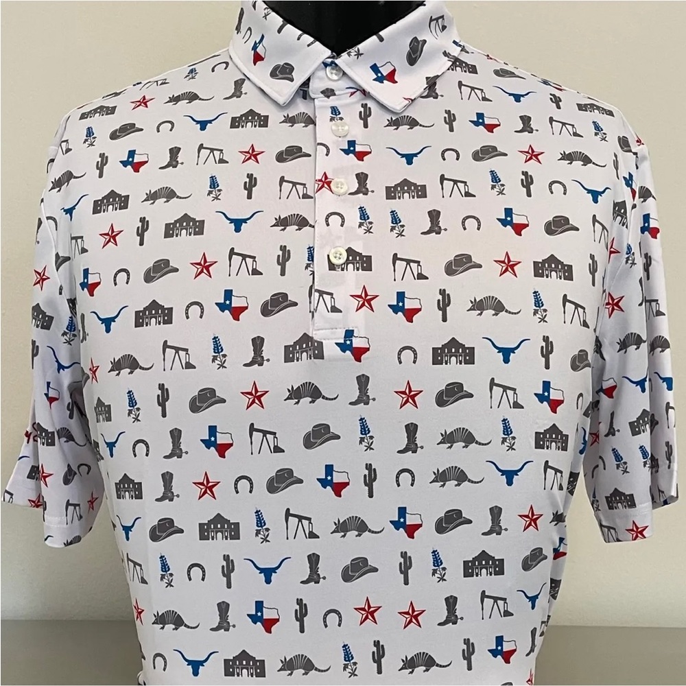 CS White Ultimate Texas Print Polo